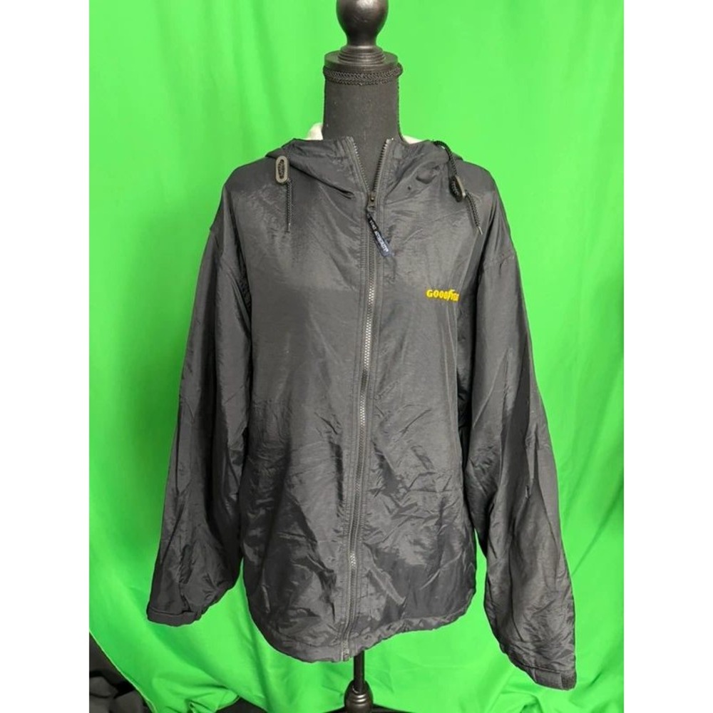 Goodyear Port Authority Mens M Black Hooded Fleece Lined Team Jacket JP56